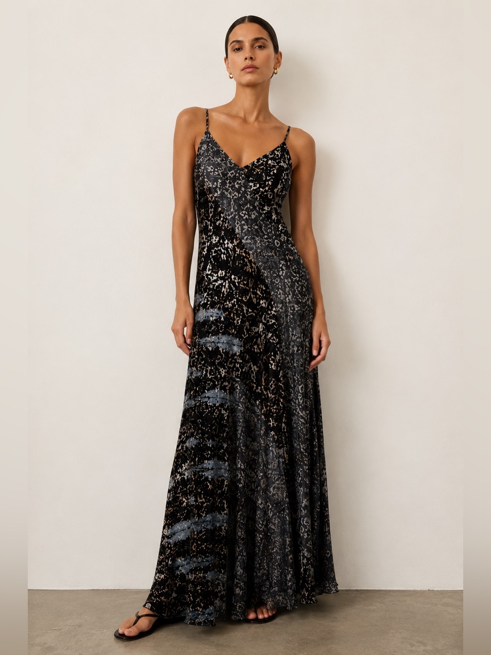 Haute Hippie black mixed fabric silk and silk blend velvet burnout maxi dress. M - Picture 1 of 7
